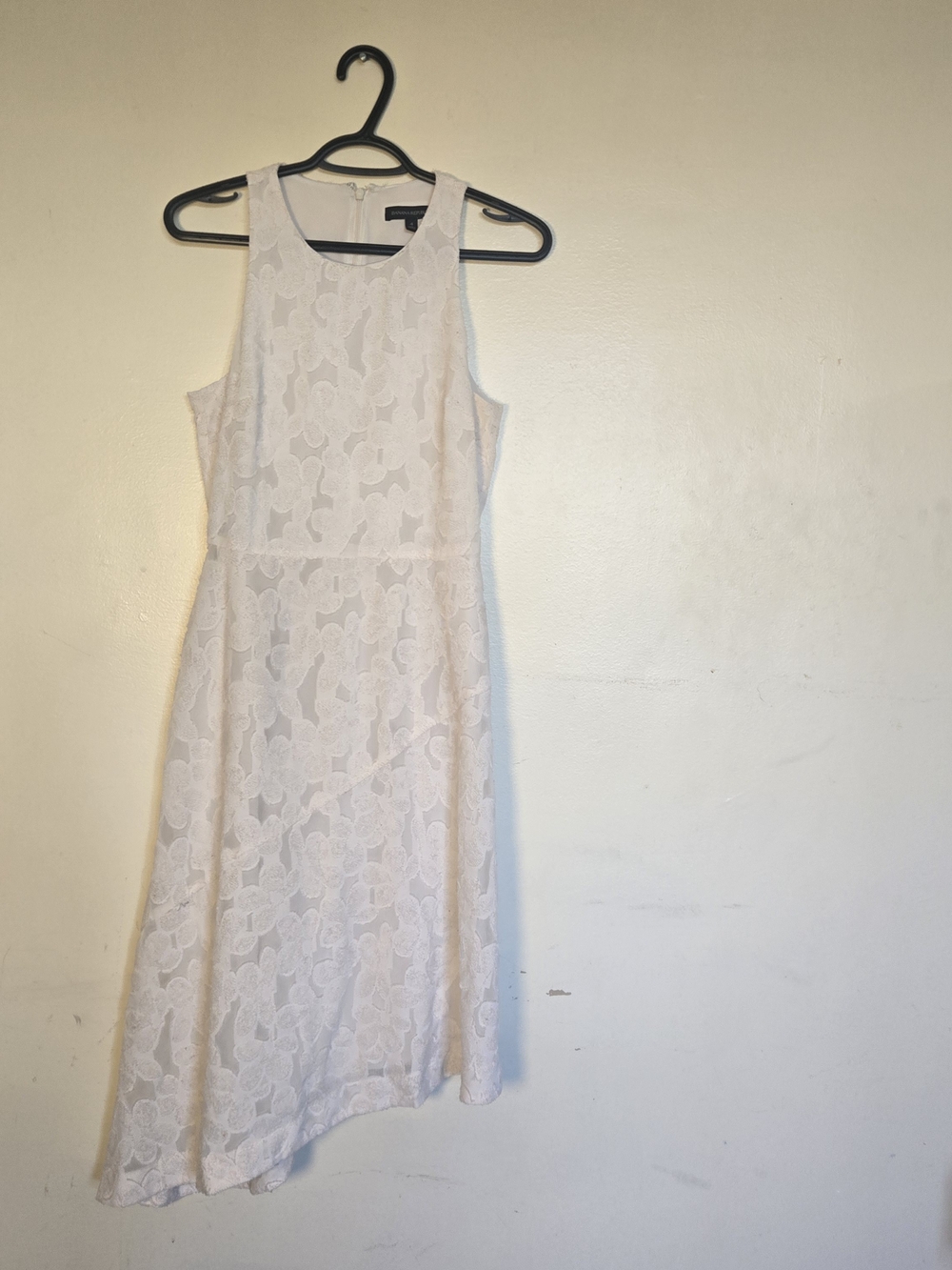 Banana Republic Off White Asymmetrical Lace Midi Dress